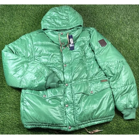 NEW Vintage Polo RALPH LAUREN Detachable Hood Down Jacket Green Mens L NOS